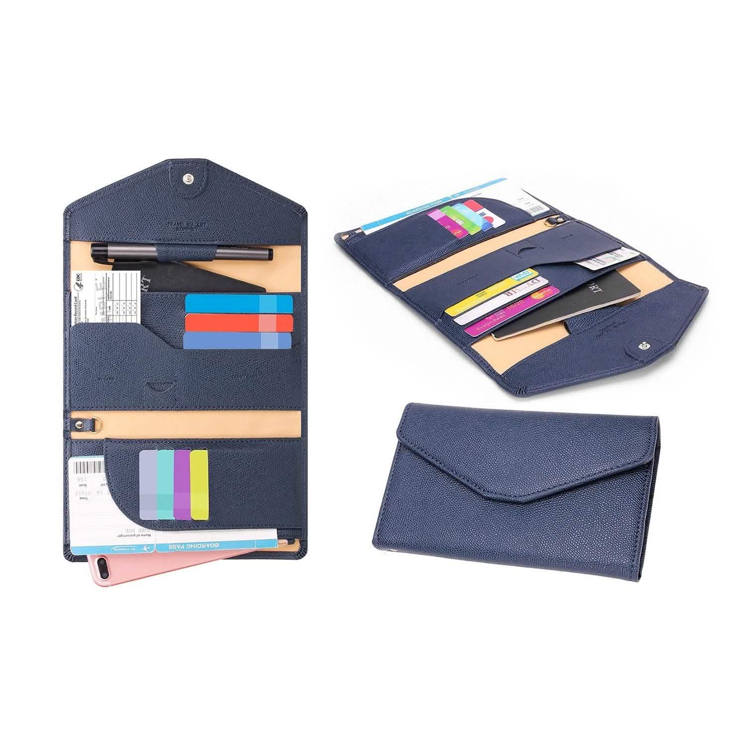RFID Blocking Travel Passport Organizer Holder Wallet With CDC Vaccination Card Slot Protector DailySale