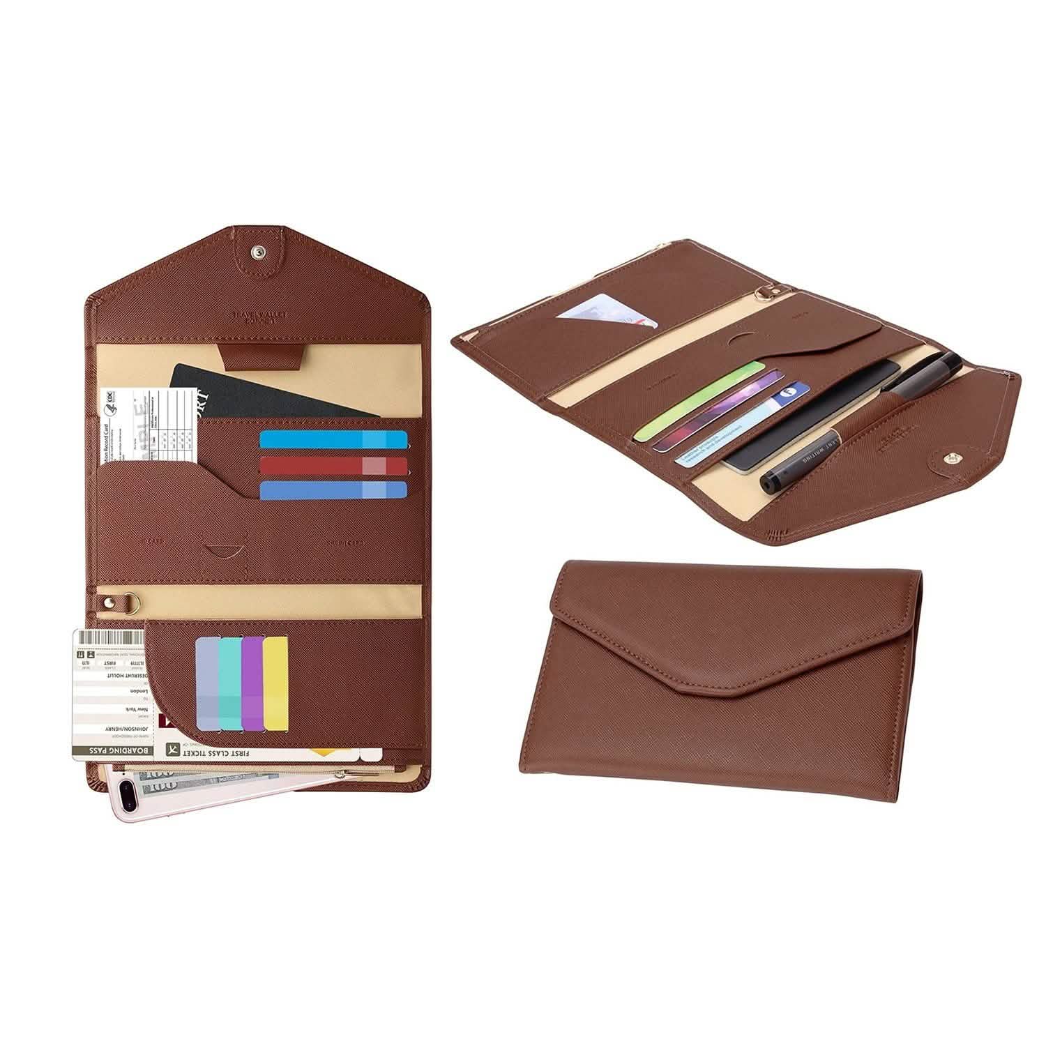 RFID Blocking Travel Passport Organizer Holder Wallet With CDC Vaccination Card Slot Protector DailySale
