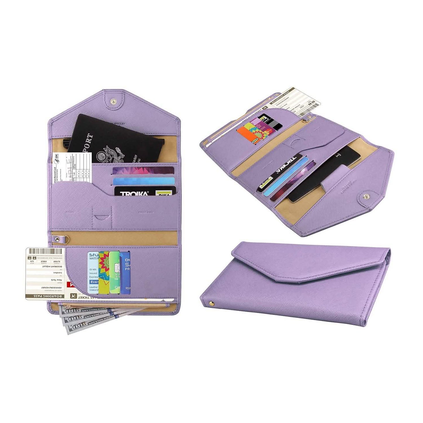 RFID Blocking Travel Passport Organizer Holder Wallet With CDC Vaccination Card Slot Protector DailySale