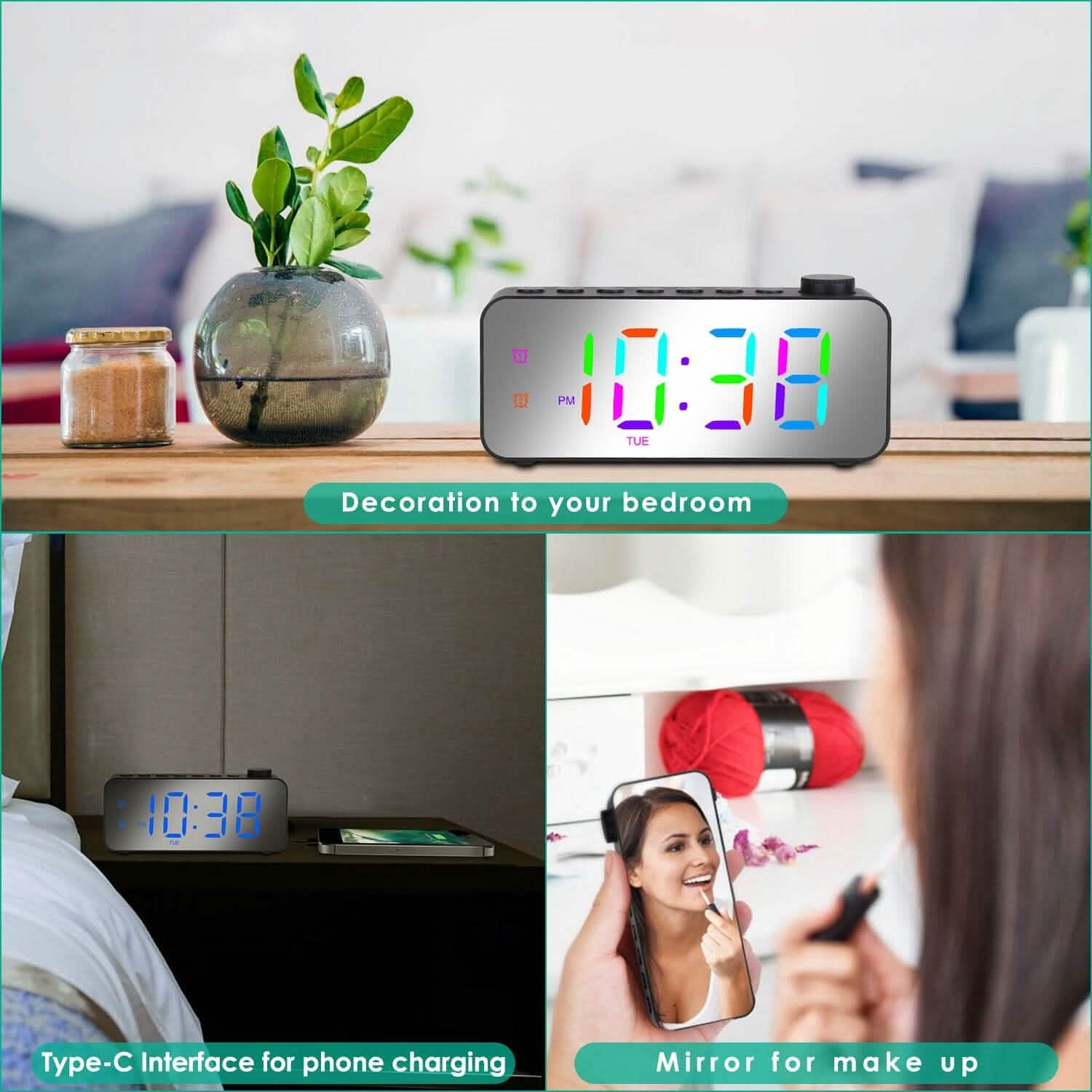 RGB Color LED Digital Alarm Clock DailySale