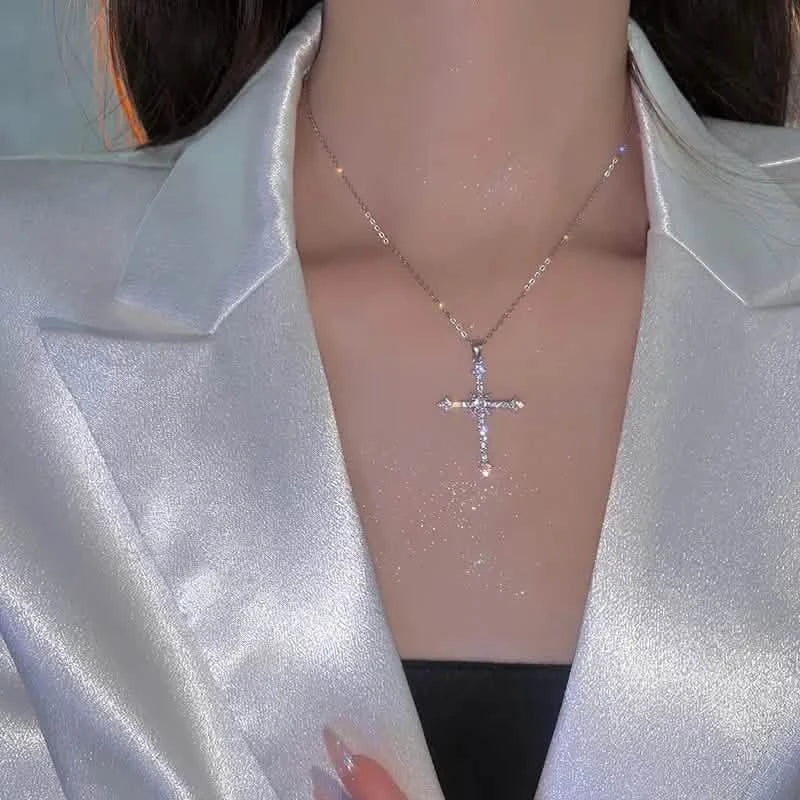 Rhinestone Exquisite Zircon Cross Pendant Necklace DailySale