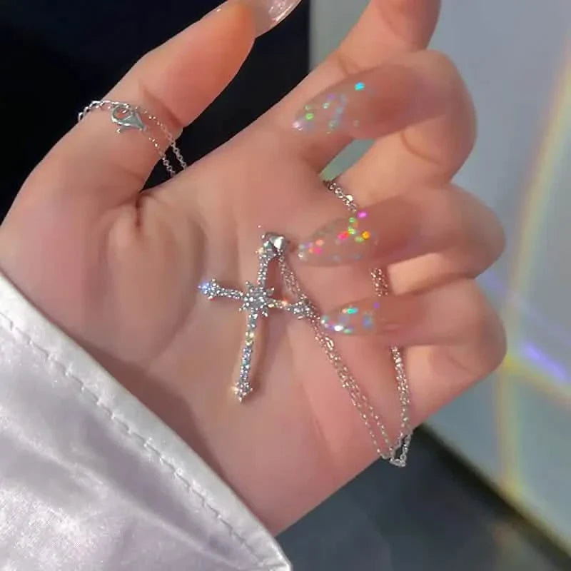 Rhinestone Exquisite Zircon Cross Pendant Necklace DailySale