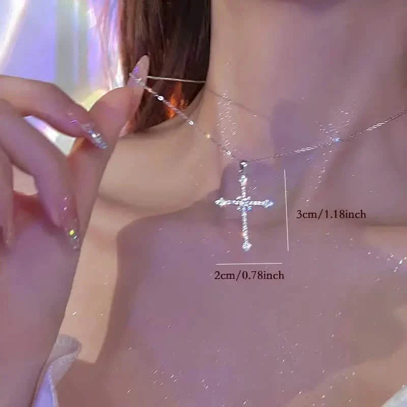 Rhinestone Exquisite Zircon Cross Pendant Necklace DailySale