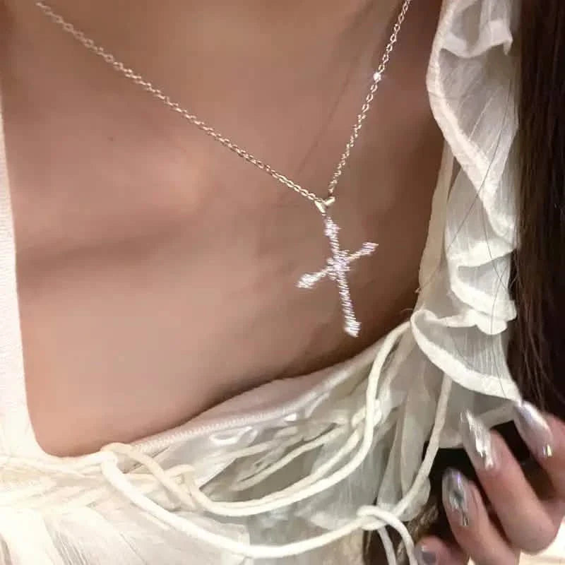 Rhinestone Exquisite Zircon Cross Pendant Necklace DailySale