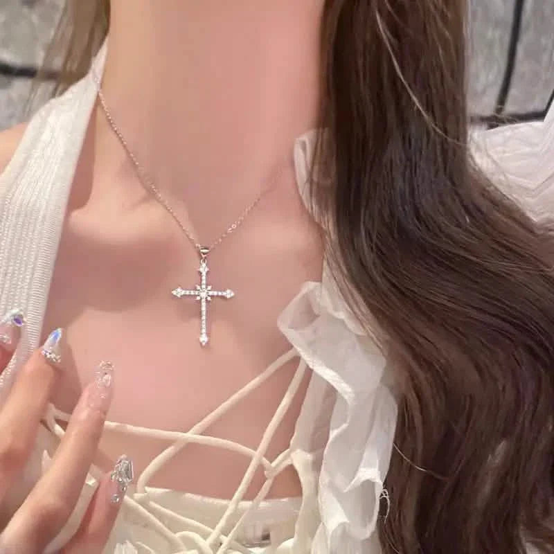 Rhinestone Exquisite Zircon Cross Pendant Necklace DailySale