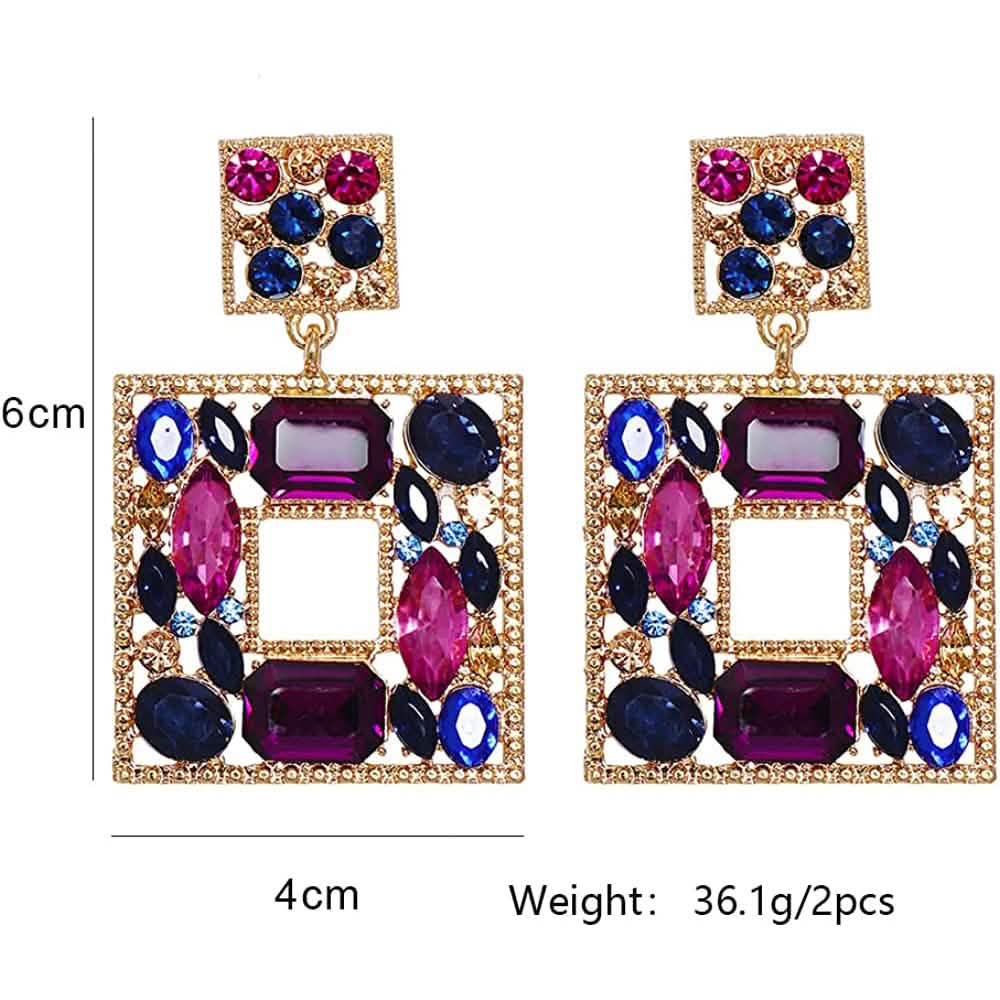 Rhinestone Square Drop Earrings DailySale