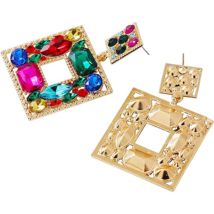 Rhinestone Square Drop Earrings DailySale