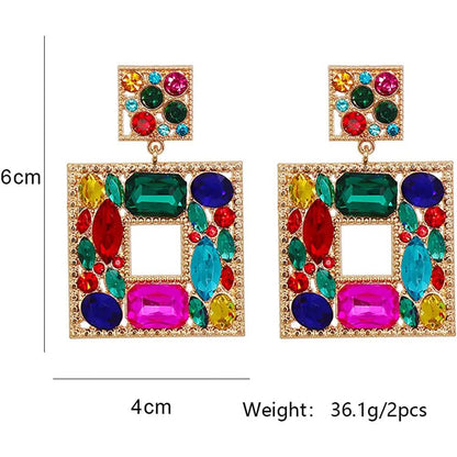 Rhinestone Square Drop Earrings DailySale