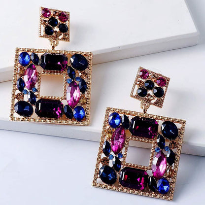 Rhinestone Square Drop Earrings DailySale