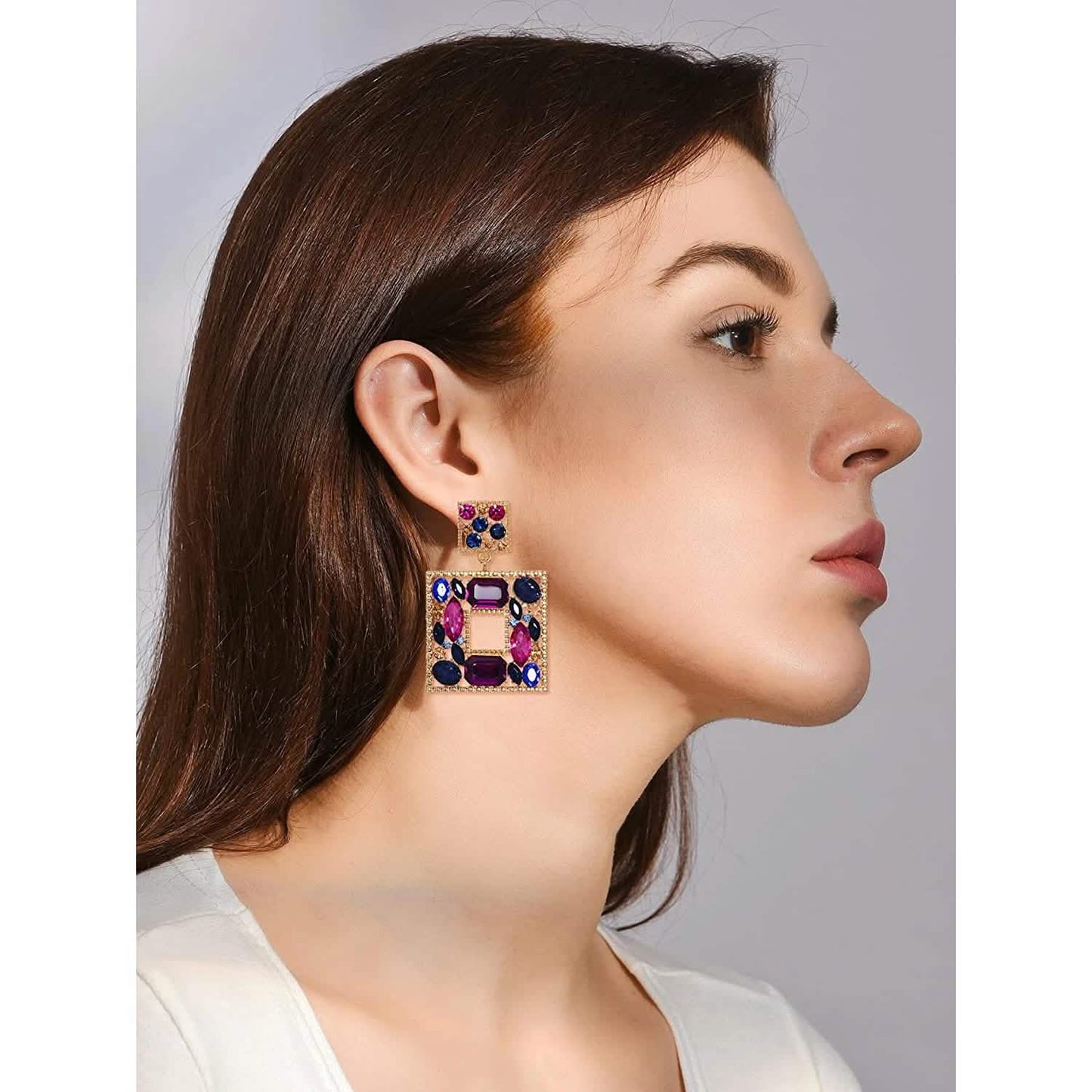 Rhinestone Square Drop Earrings DailySale