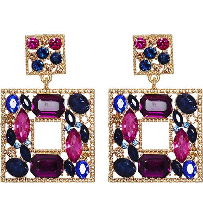 Rhinestone Square Drop Earrings DailySale