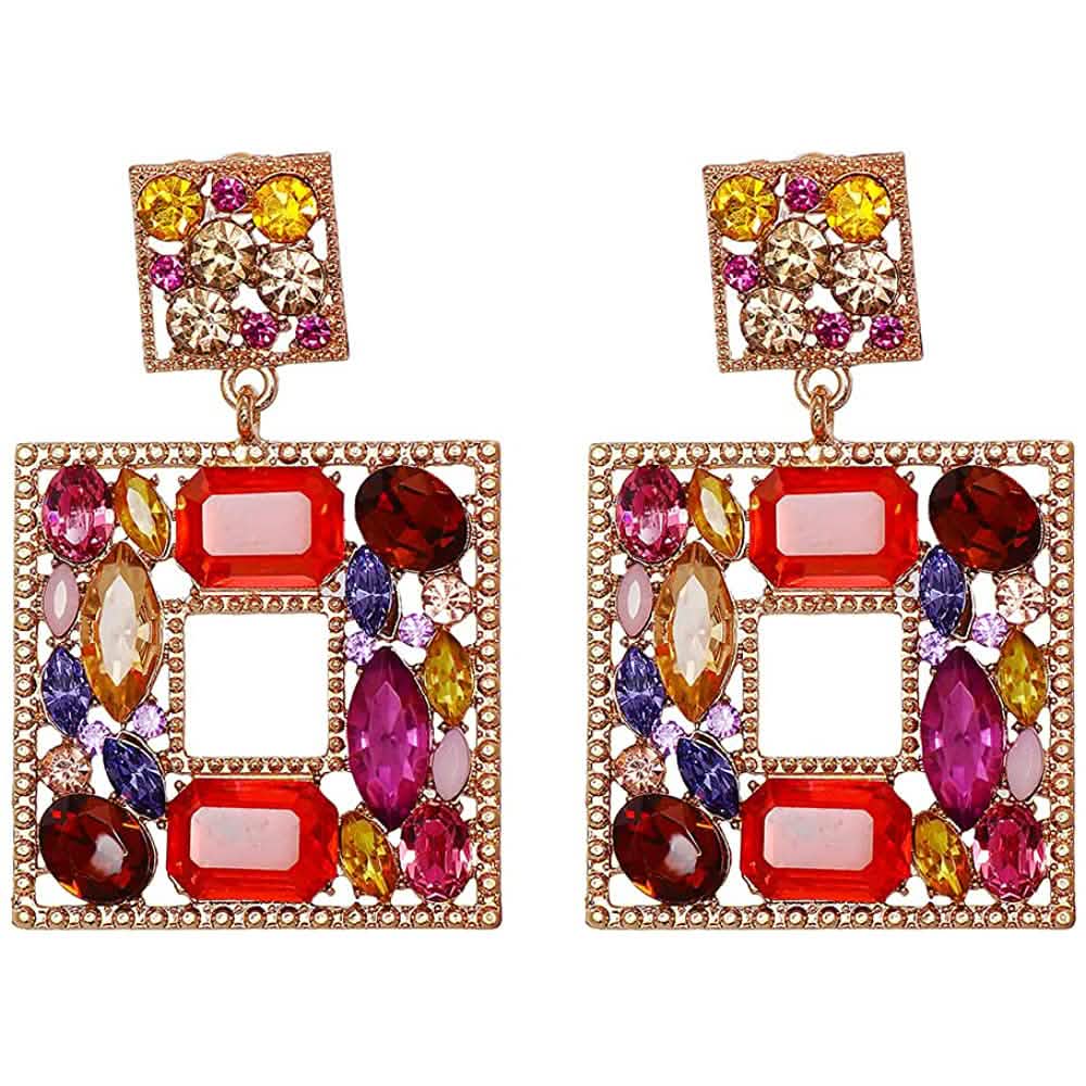 Rhinestone Square Drop Earrings DailySale