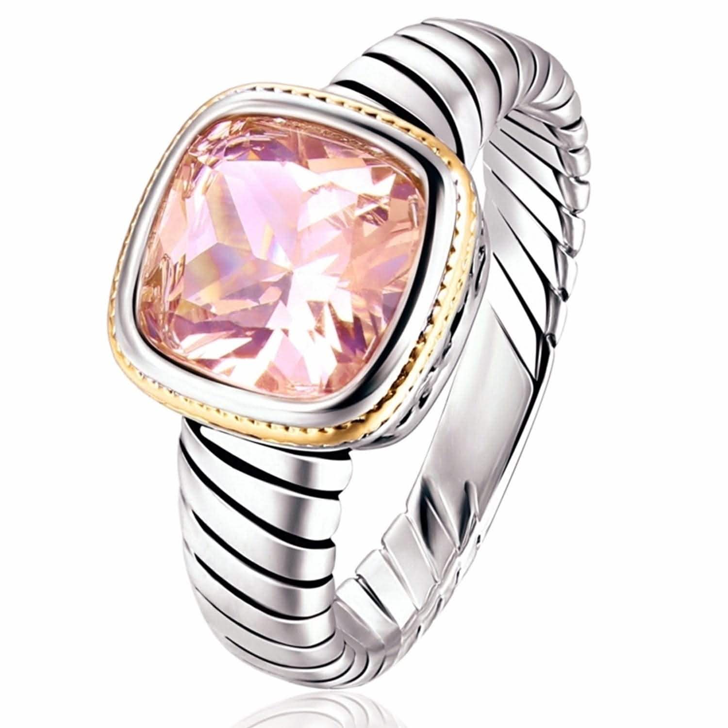 Rhodium Plated Lab Created Morganite Engagement Ring - Assorted Sizes DailySale