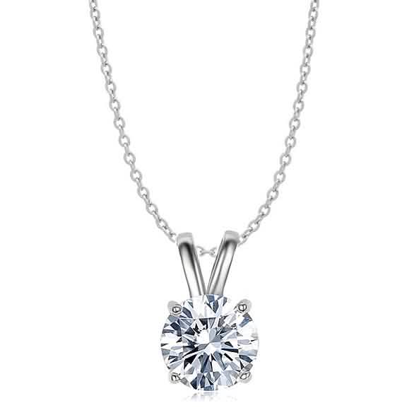 Rhodium Plated Round Cut Crystal Pendant Necklace DailySale