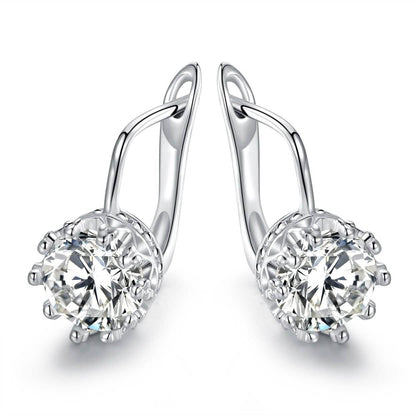 Rhodium Swarovski Elements Huggie-Hoop Earring DailySale