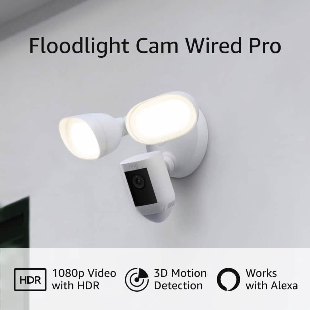 Ring Floodlight Cam Wired Pro with Bird’s Eye View and 3D Motion Detection (Refurbished) DailySale