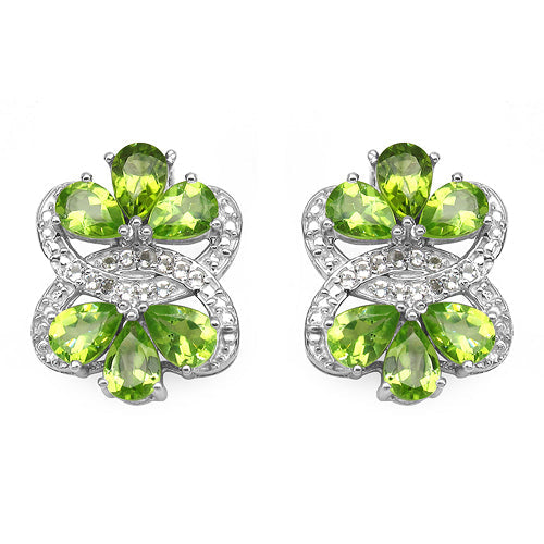 8.77 Carat Genuine Peridot & White Topaz .925 Sterling Silver Earrings Bids.com