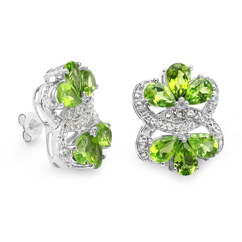 8.77 Carat Genuine Peridot & White Topaz .925 Sterling Silver Earrings Bids.com