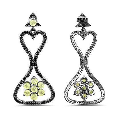 6.93 Carat Genuine Peridot and Black Spinel .925 Sterling Silver Earrings Bids.com