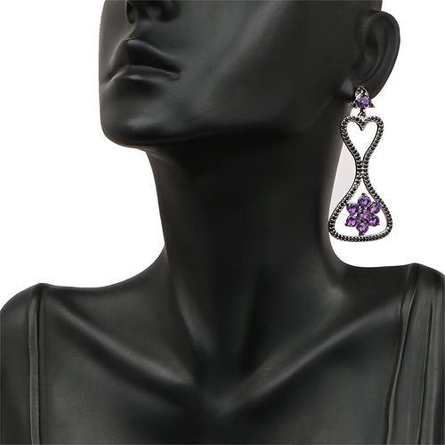 6.31 Carat Genuine Amethyst & Black Spinel .925 Sterling Silver Earrings Bids.com