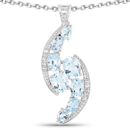 7.27 Carat Genuine Blue Topaz and White Topaz .925 Sterling Silver Pendant Bids.com