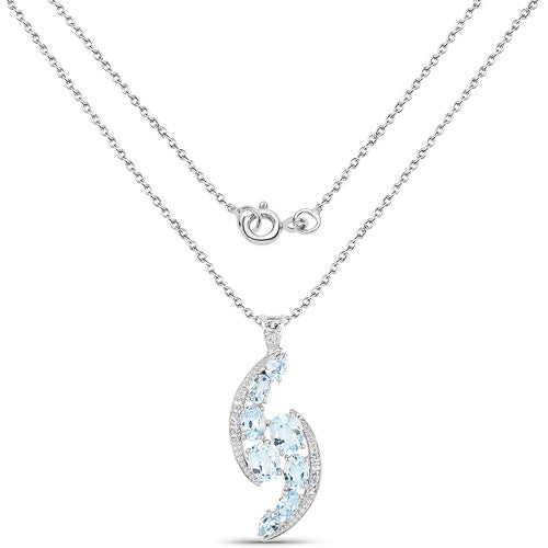7.27 Carat Genuine Blue Topaz and White Topaz .925 Sterling Silver Pendant Bids.com