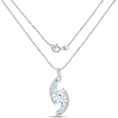 7.27 Carat Genuine Blue Topaz and White Topaz .925 Sterling Silver Pendant Bids.com