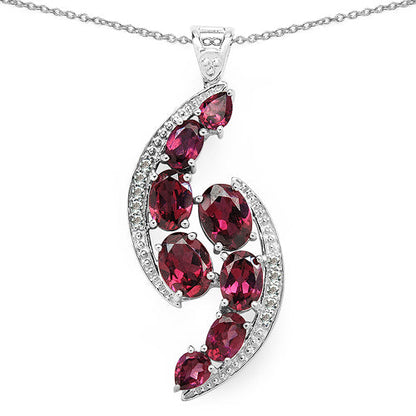 7.29 Carat Genuine Rhodolite & White Topaz .925 Sterling Silver Pendant Bids.com