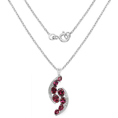 7.29 Carat Genuine Rhodolite & White Topaz .925 Sterling Silver Pendant Bids.com