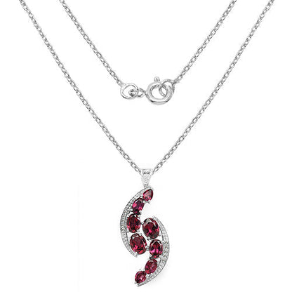 7.29 Carat Genuine Rhodolite & White Topaz .925 Sterling Silver Pendant Bids.com