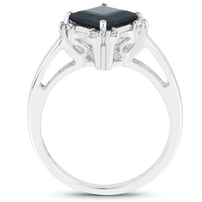 1.99 Carat Genuine London Blue Topaz & White Topaz .925 Sterling Silver Ring Bids.com
