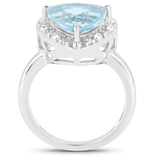 5.05 Carat Genuine Blue Topaz and White Topaz .925 Sterling Silver Ring Bids.com