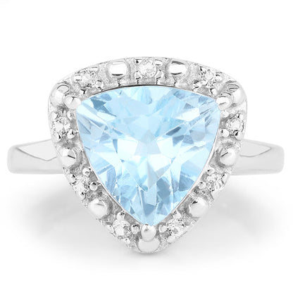 5.05 Carat Genuine Blue Topaz and White Topaz .925 Sterling Silver Ring Bids.com