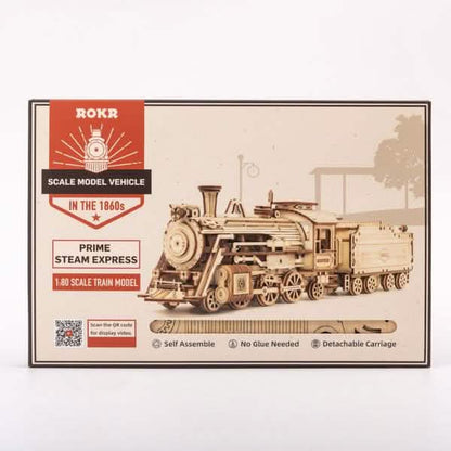 Robotime 308pcs DIY Movable 3D Prime Steam Train Wooden Puzzle Model Toy DailySale