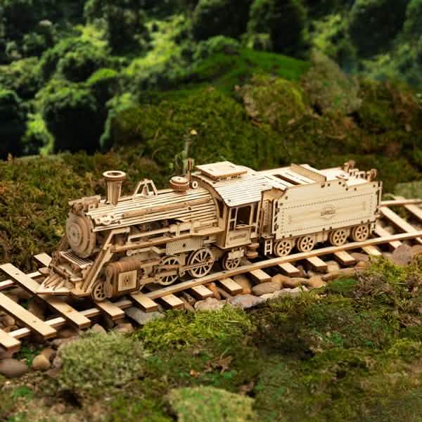 Robotime 308pcs DIY Movable 3D Prime Steam Train Wooden Puzzle Model Toy DailySale