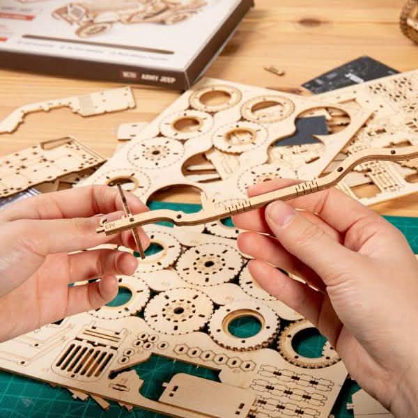Robotime 308pcs DIY Movable 3D Prime Steam Train Wooden Puzzle Model Toy DailySale