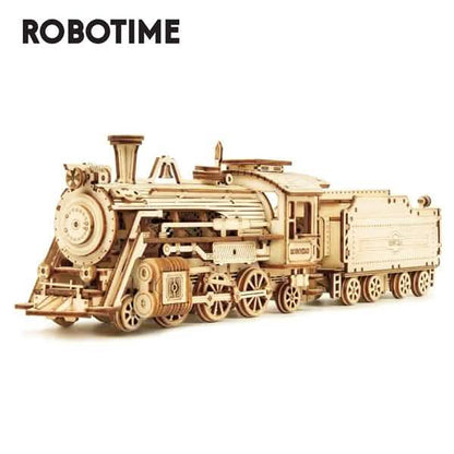 Robotime 308pcs DIY Movable 3D Prime Steam Train Wooden Puzzle Model Toy DailySale
