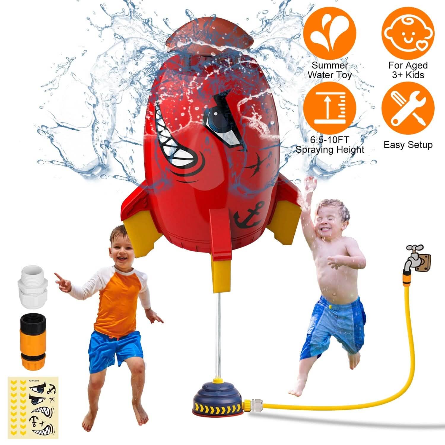 Rocket Sprinkler Launcher Water Sprinkler Flying Splashing 360° Rotation for 3+ Years Old DailySale