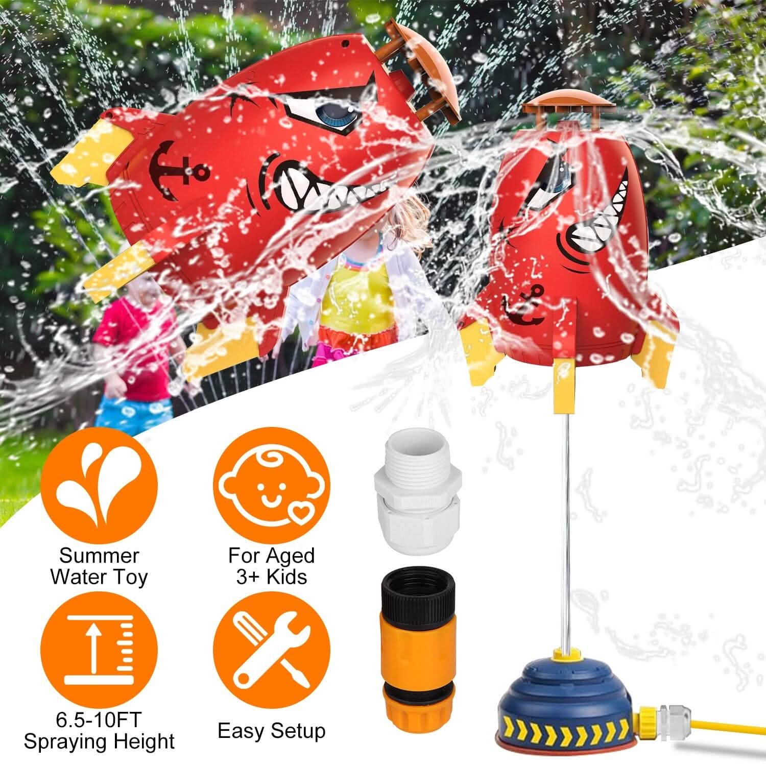 Rocket Sprinkler Launcher Water Sprinkler Flying Splashing 360° Rotation for 3+ Years Old DailySale