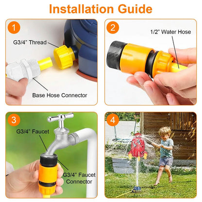 Rocket Sprinkler Launcher Water Sprinkler Flying Splashing 360° Rotation for 3+ Years Old DailySale