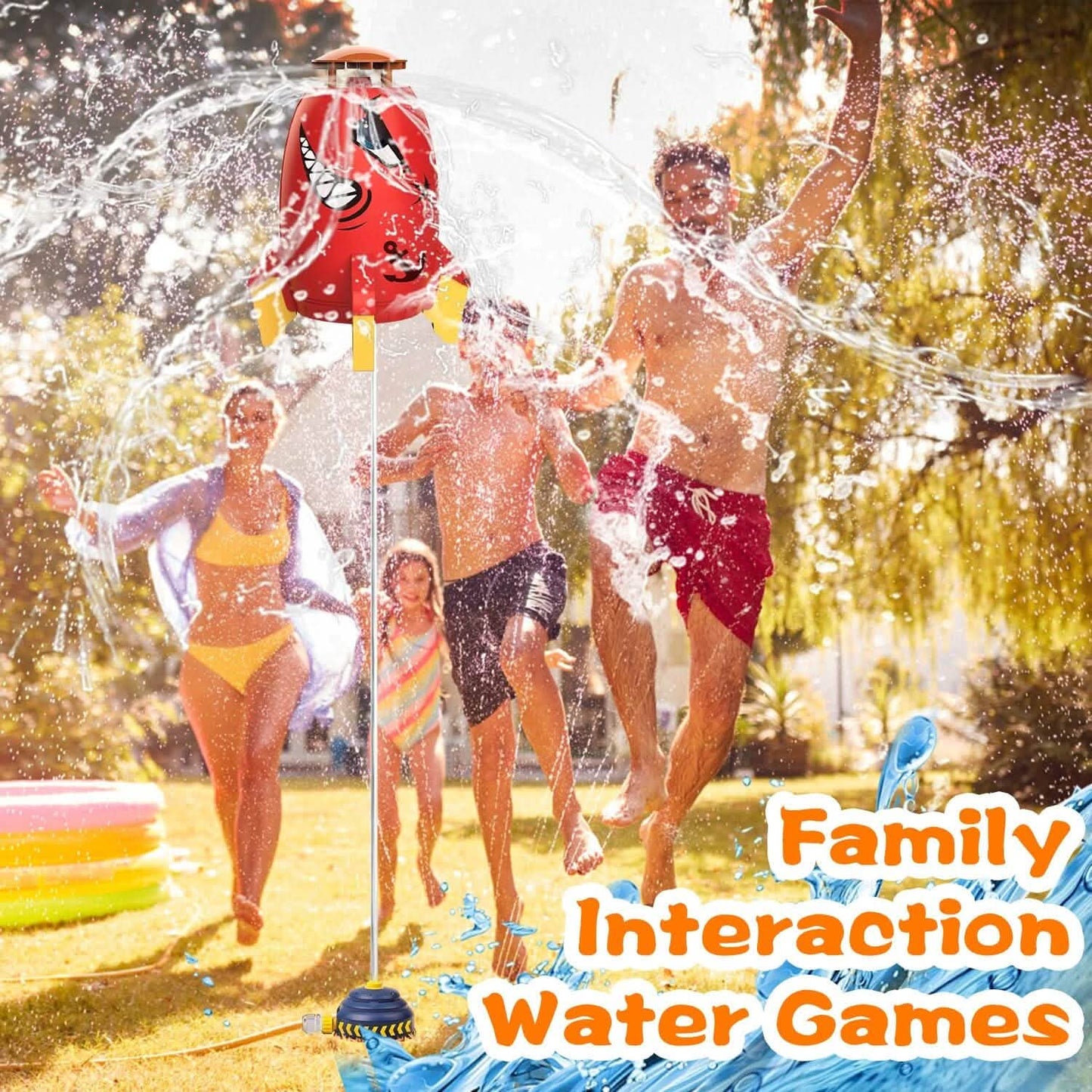 Rocket Sprinkler Launcher Water Sprinkler Flying Splashing 360° Rotation for 3+ Years Old DailySale