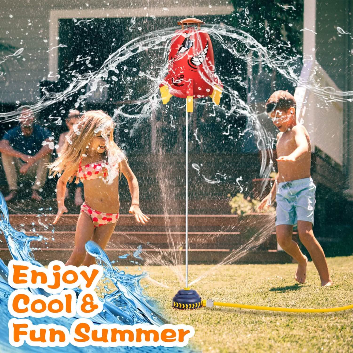 Rocket Sprinkler Launcher Water Sprinkler Flying Splashing 360° Rotation for 3+ Years Old DailySale