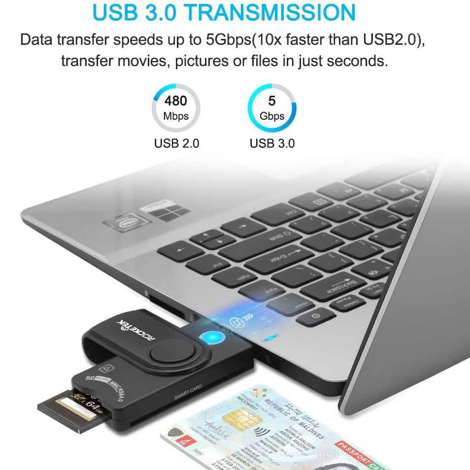 Rocketek DOD Military USB Common Access CAC Memory Card Reader DailySale