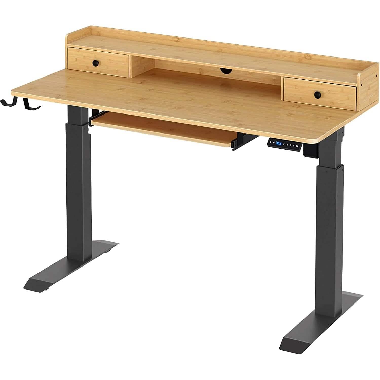 Rolanstar Height Adjustable Desk Standing Desk with Keyboard Tray and Monitor Shelf DailySale