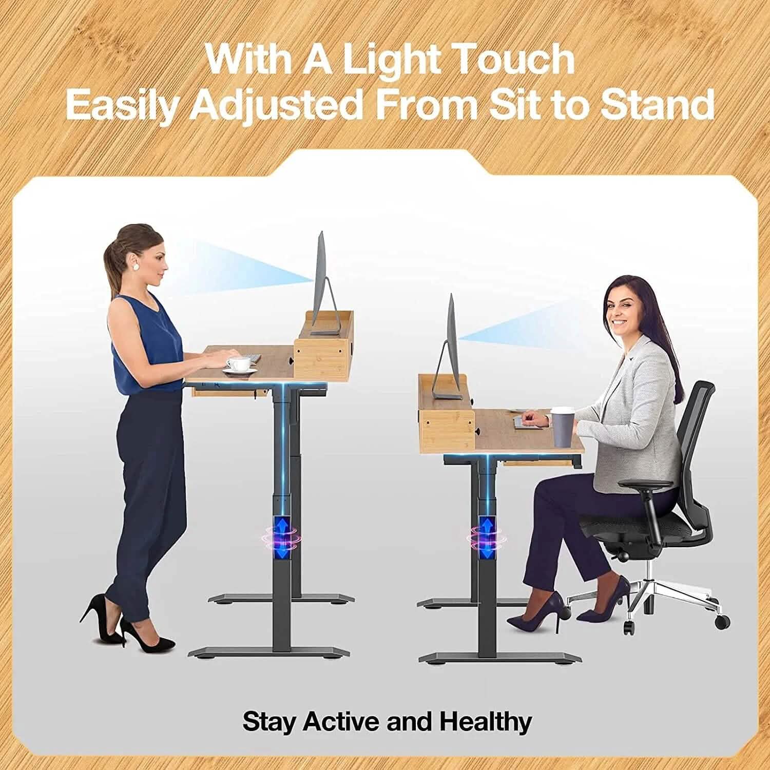 Rolanstar Height Adjustable Desk Standing Desk with Keyboard Tray and Monitor Shelf DailySale