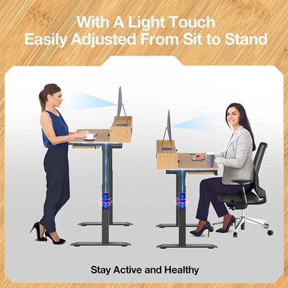Rolanstar Height Adjustable Desk Standing Desk with Keyboard Tray and Monitor Shelf DailySale