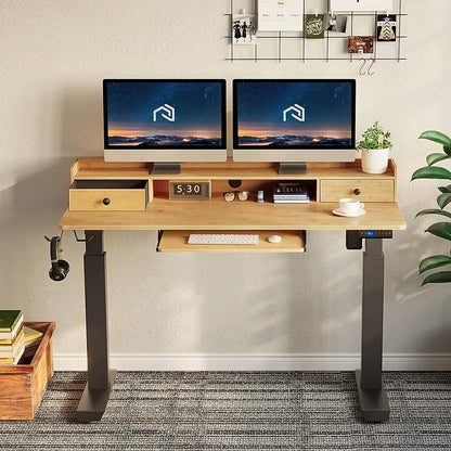 Rolanstar Height Adjustable Desk Standing Desk with Keyboard Tray and Monitor Shelf DailySale