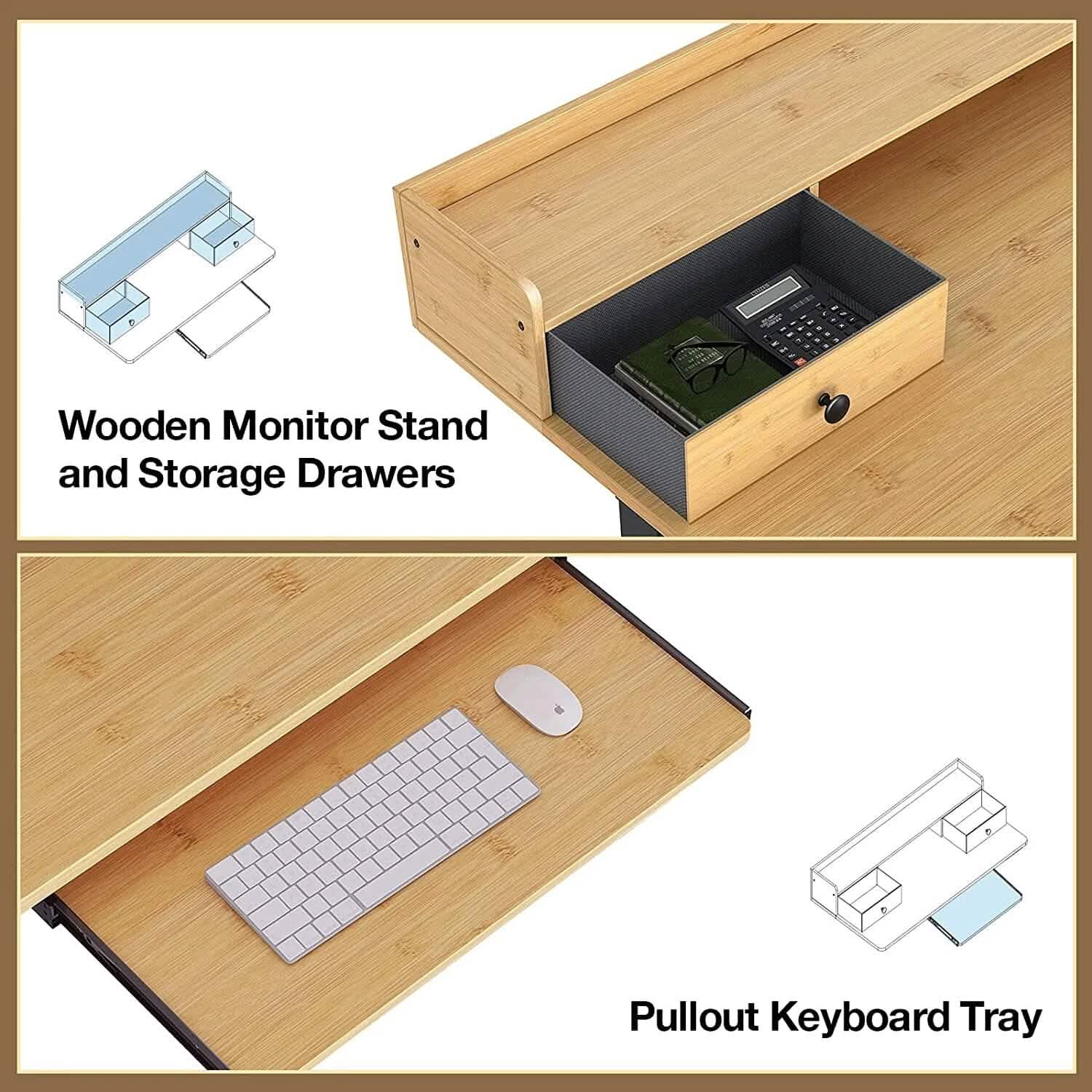 Rolanstar Height Adjustable Desk Standing Desk with Keyboard Tray and Monitor Shelf DailySale
