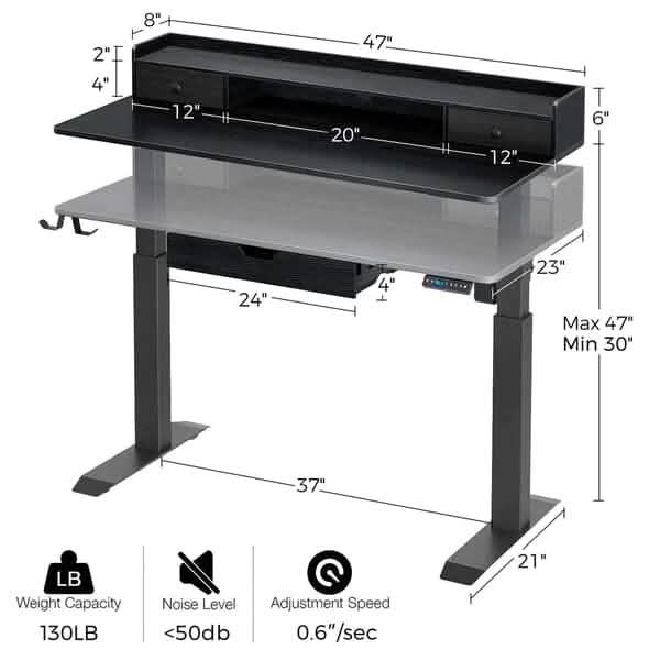 Rolanstar Single Motor Free Standing Electric Height Adjustable Desk DailySale