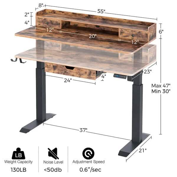 Rolanstar Single Motor Free Standing Electric Height Adjustable Desk DailySale